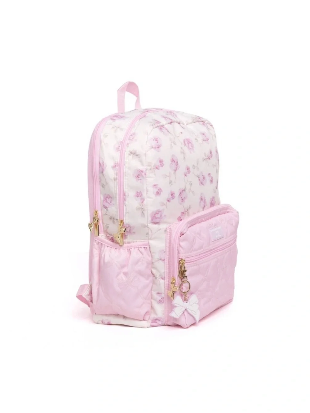 LoveShackFancy x Target - Yoobi Pink Floral Quilted Kids Backpack with Bow Charm